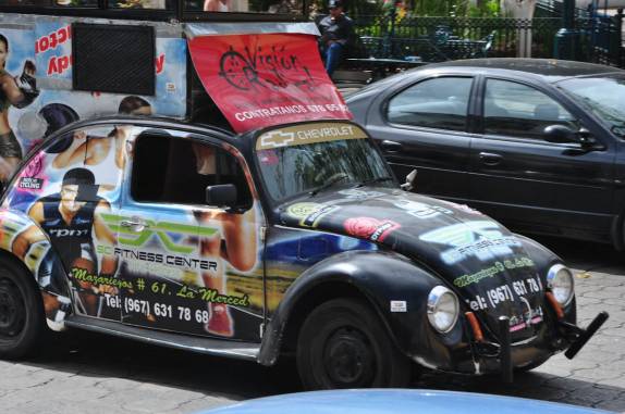 O fusca, carro ainda muito comum nas ruas do México (em San Cristobal de Las Casas, no sul do país)